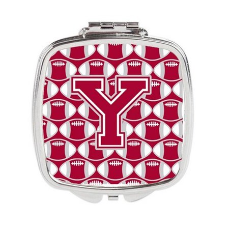 CAROLINES TREASURES Letter Y Football Crimson, Grey and White Compact Mirror CJ1065-YSCM